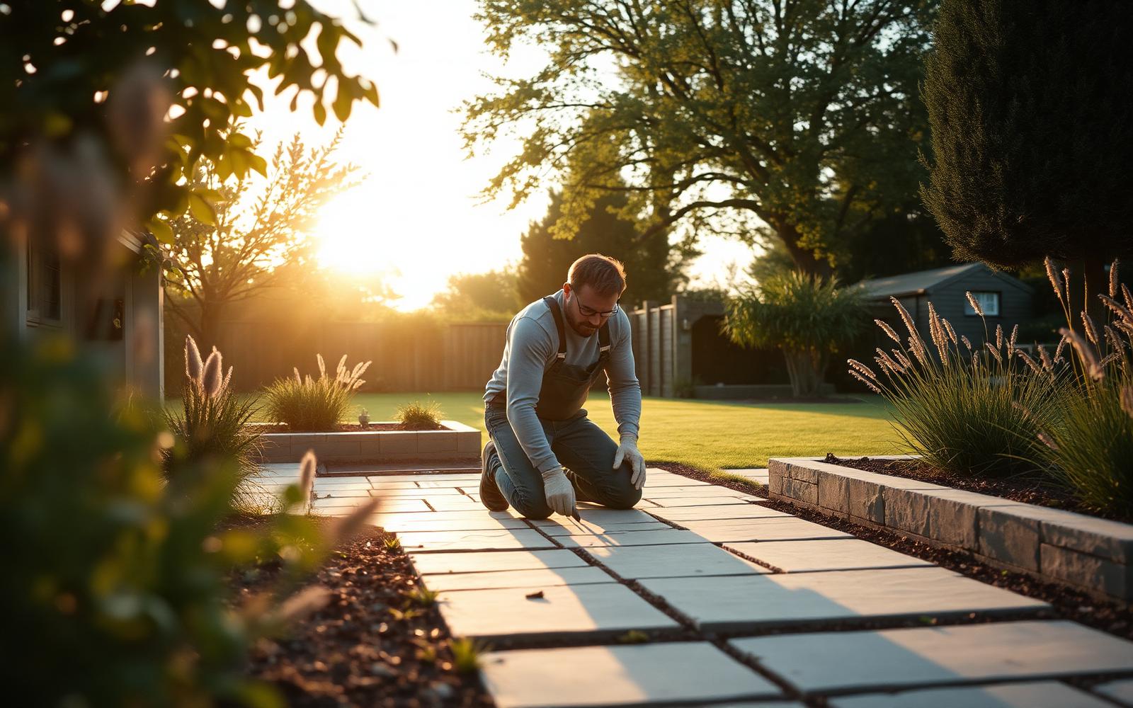 Landscaper laying a garden in Edinburgh